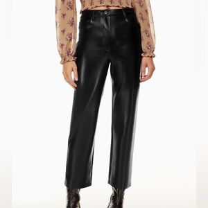 NWT Aritzia Black Vegan Leather Ankle Cropped Melina Pants size 00